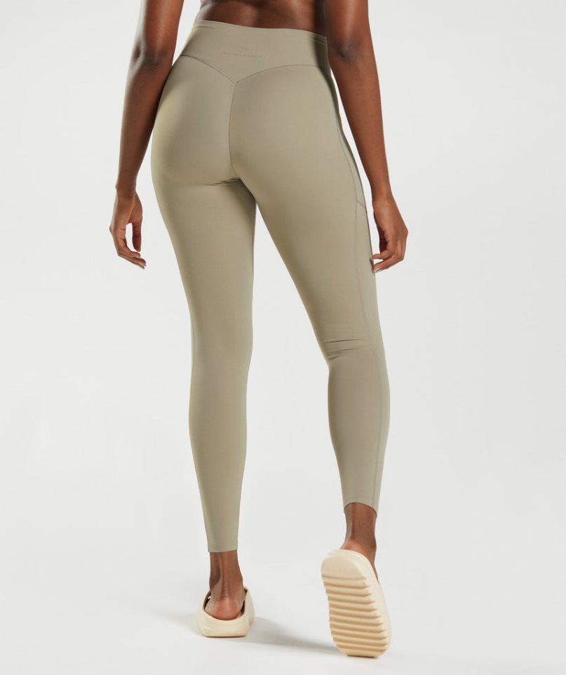 Women's Gymshark Whitney Everyday Pocket Leggings Khaki | CA AN57D6